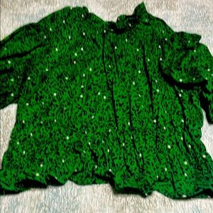 Who What Wear Green Ruffled Embellished Blouse